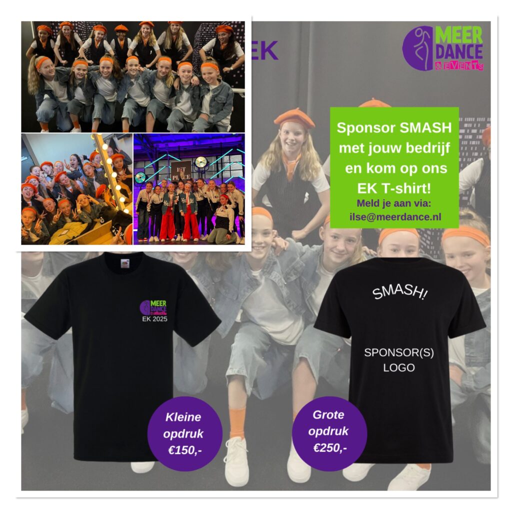Laat uw bedrijf zien op onze sponsorshirt die wij zullen dragen op het EK streetdance